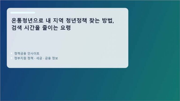 온통청년 핵심 정보 정리 이미지